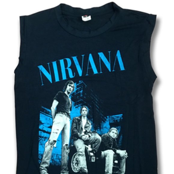 NIRVANA - BAND PHOTO, ORIGINAL VINTAGE 90'S TANK T-SHIRT *RARE* / SIZE SMALL - Picture 2 of 5